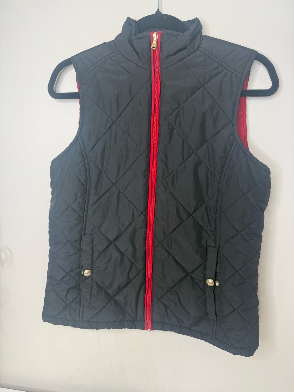 Lauren Ralph Lauren Quilted Puffer Vest Black Red Full Zip Women’s Medium